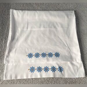 (2) White Pillowcase with Blue Floral Design